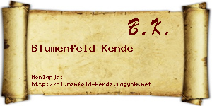 Blumenfeld Kende névjegykártya